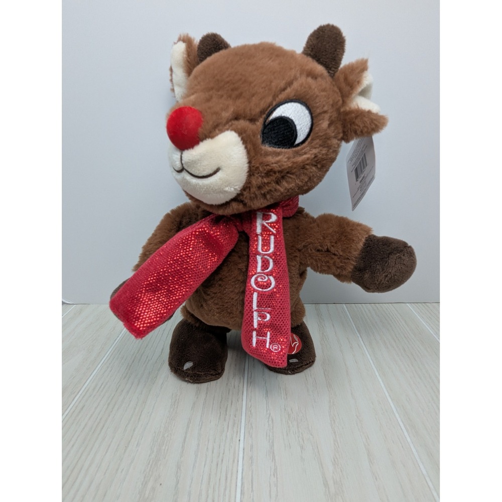 Dan Dee Rudolph Red-Nosed Reindeer Animated Music Dances Plush Red Scarf 11" NWT